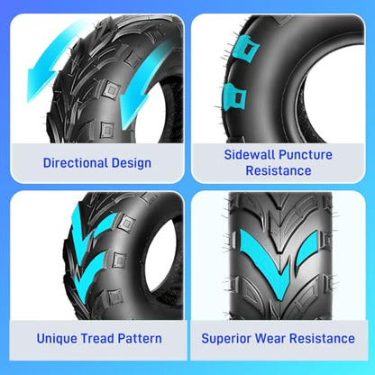 145/70-6 Go Kart Tires,4PR Mini Bike Tires,Tubeless,Pack of 2 - size: 145/70-6