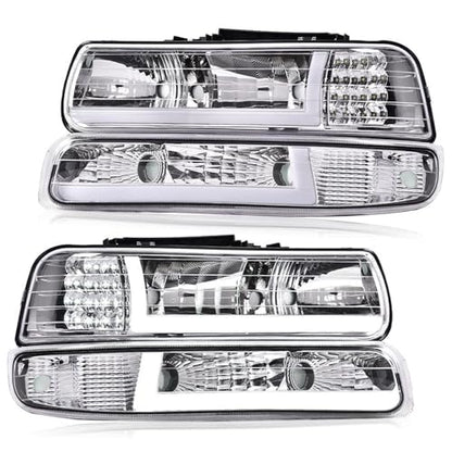 G-PLUS LED Headlights Fit Chevy Silverado 1999-2002/Fit Tahoe Suburban 1500 2500 2000-2006 Bumper Headlamps Left & Right - size: [LED Clear] 1999-2002 Silverado