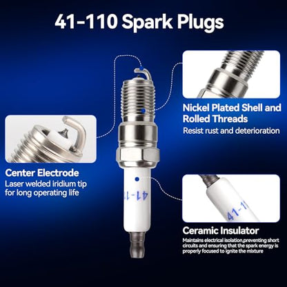 41-110 Iridium Spark Plugs & M8-48322 Wires, Compatible with Chevy GMC V8 - size: Standard Plugs+Wires