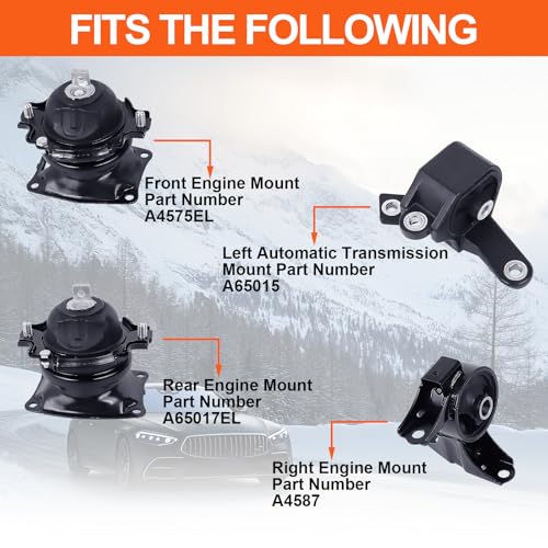 Engine Motor Mount Set & Trans Mount,Replaces A4575EL A4587 A65017EL A65015 - size: Odyssey 11-13 3.5L