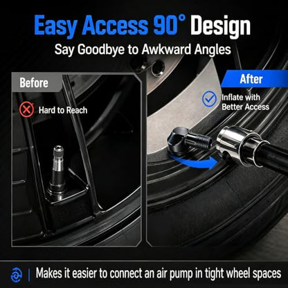 90° Tire Valve Stems 11.3mm Aluminum Forged for Scooter E-Bike ATV - color: Black