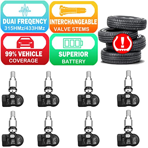 Autel TPMS Sensors MX Sensor 8pcs Tire Sensor Dual Frequency 315MHz&433MHz Universal Autel MX Sensor Metal Stem Programmable by TS508 TS408 TS508WF TS608 MS906TS ITS600 MS906PRO-TS - size: 8pcs TPMS Sensor