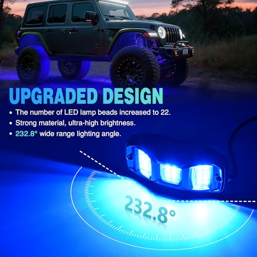 Nilight RGBW LED Rock Lights Kit 4 Pods 22 LEDs Wide Angle Lighting - color: RGBW 22LED, size: 4 Pods