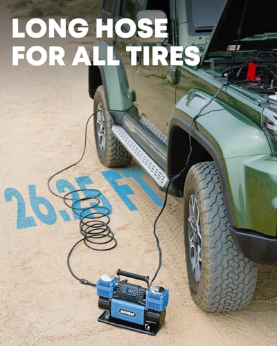 Kohree 12V Dual Cylinder Air Compressor with Digital Display Panel - size: 14.17 x 5.9 x 9.05 inch