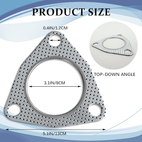 2PCS Car Exhaust Pipe Gasket, 3" 3-Bolt Exhaust Flange Gasket with High Sealing, Multifunctional Manifold/Header/Muffler/Catalytic Converter Gaskets, Auto Accessories for Most Cars (3inch) - color: 3inch