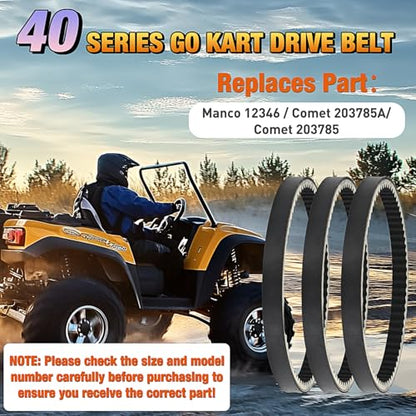 Nilight Go Kart Drive Belt 40 Series Torque Converter Belt Replacement for Comet 203785A Comet 203785 MANCO 12346 40 Series, 3 Pack - size: For Manco 12346 Comet 203785, 3PCS