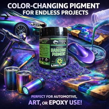 LiME LiNE Color Changing Basecoat Maker Pigment Powder, Automotive Grade Basecoat (Chameleon - Green/Purple/Blue) - color: Chameleon - Green/Purple/Blue