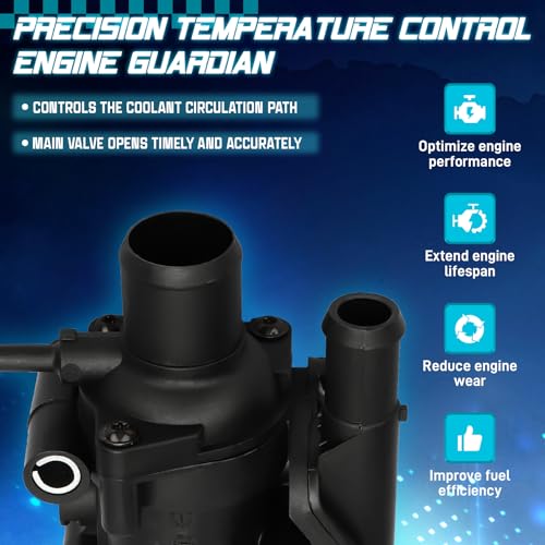 IRONTEK 902-201 Engine Coolant Thermostat w/Water Outlet Housing Assembly Fit for 2001-2004 for Ford Escape, 2000-2004 for Ford Focus, 2001-2004 for Mazda Tribute, SK902201 F8RZ8575CA - size: 902-201