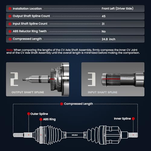 KELOKE CV Axle Shaft Assembly Compatible with Ford & Lincoln - size: 66-2191HD