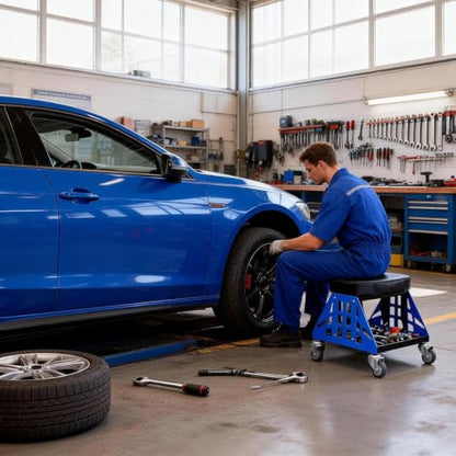 Mechanic Stool 400 LBS Capacity Garage Stool Gift for Men, Heavy Duty Rolling Mechanics Seat, Tools for Automotive Auto Repair (Blue-1) - color: Blue-1