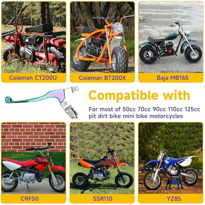 HIAORS 7/8" Mini Bike Brake Lever Left Clutch Handle Compatible with Coleman CT200U BT200X CT100U Baja DB30 MB165 Massimo TrailMaster MB200 SSR125 CRF50 CRF70 XR100 Pit Dirt Motorcycle Parts Rainbow - color: Rainbow