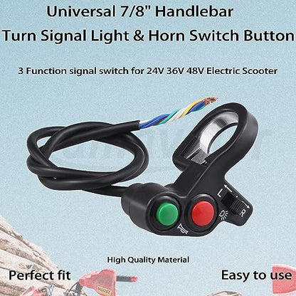 Universal Motorcycle Horn Turn Signal Headlight Switch 7/8'' 22mm Aftermarket Replacement Parts Compatible for Pit Dirt Bike Scooter ATV.