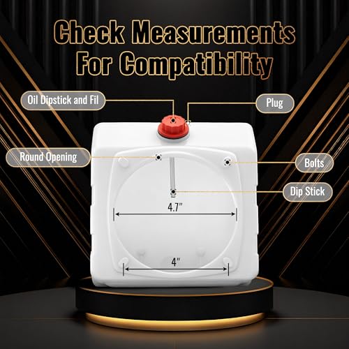 3 Quart Poly Power Unit Reservoir for Hydraulic Systems, Polyethylene Flat Bottom Utility Fluid Tank for Dump Trucks Trailers RVs Boats - size: 3 Quart