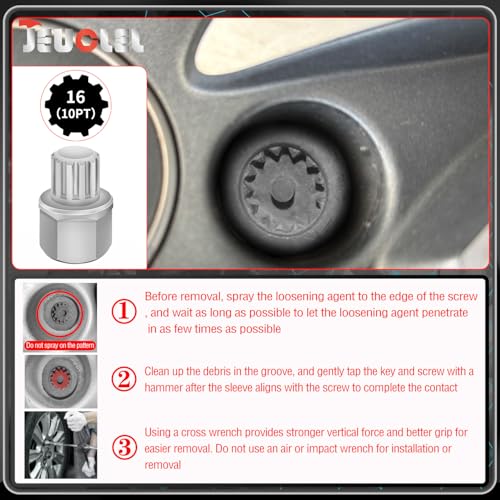 16/10PT Wheel Locking Nut Key for BMW, Anti-Theft Lug Nut Removal - size: 16/10Pt Key