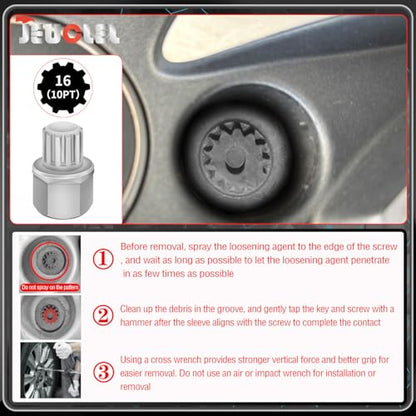 16/10PT Wheel Locking Nut Key for BMW, Anti-Theft Lug Nut Removal - size: 16/10Pt Key
