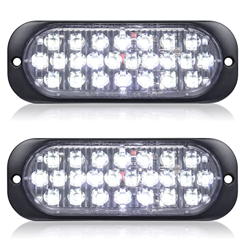 Pack of 2 Aluminum Housing 24 White LED Trailer Stop Brake Turn Tail Lights, DOT Compliant Waterproof Surface Mount Lighting for Truck Tractor Jeep RV - color: White, size: 5.5 INCH