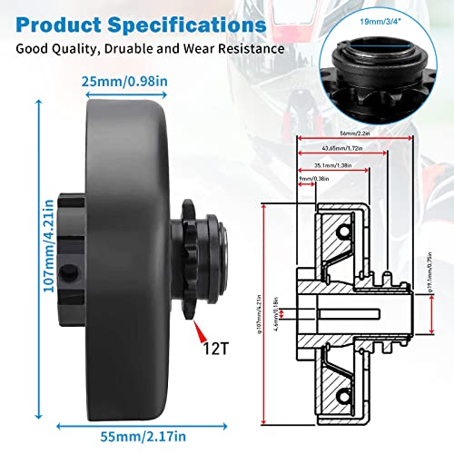 Go Kart Clutch 3/4" Bore 12T with #35 Chain Centrifugal Clutch and Chain for Go Kart Minibike Honda Kart Engines - size: 3/4" Bore 12T & 35 Chain