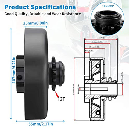 Go Kart Clutch 3/4" Bore 12T with #35 Chain Centrifugal Clutch and Chain for Go Kart Minibike Honda Kart Engines - size: 3/4" Bore 12T & 35 Chain