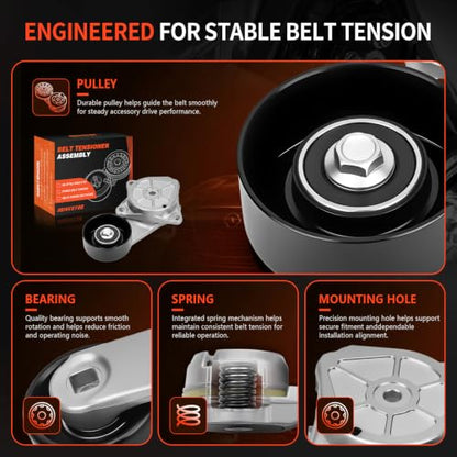 F8AZ6B209AA Belt Tensioner Assembly w/Pulley for Ford Mustang - size: F7AE6B209AB