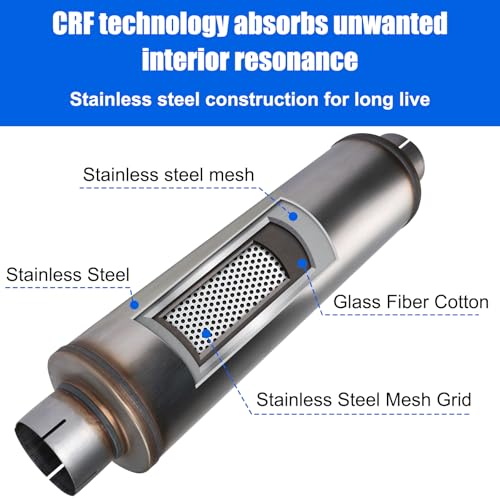 4'' Exhaust Muffler, 4'' inlet/outlet, Universal 30'' Overall Stainless Steel Straight Through Design, Resonator Muffler - size: 8"Body-4"