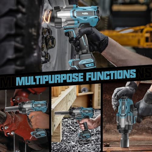 Cordless Impact Wrench 3/4" Compatible with Makita 18V Battery, 1850Ft-lbs(2500N.m) High Torque Impact Gun Heavy Duty, Brushless Electric Power Impact Driver with 4 Speed Modes & LED Work Light - size: 3/4" 2500NM Compatible with Makita