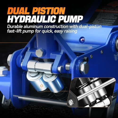 Auto Dynasty 4Ton Low Profile Floor Jack, Heavy Duty w/Dual Pistons, Blue - color: Blue, size: 4T Dual Pump