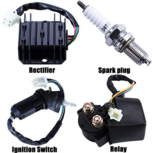 Full Electrics Wiring Harness Coil Ignition Switch CDI Solenoid Relay Spark Plug for 4 Wheelers Stroke ATV 150cc 200cc 250cc Quad Bike Buggy Go Kart by OTOHANS AUTOMOTIVE