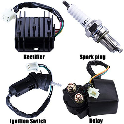 Full Electrics Wiring Harness Coil Ignition Switch CDI Solenoid Relay Spark Plug for 4 Wheelers Stroke ATV 150cc 200cc 250cc Quad Bike Buggy Go Kart by OTOHANS AUTOMOTIVE