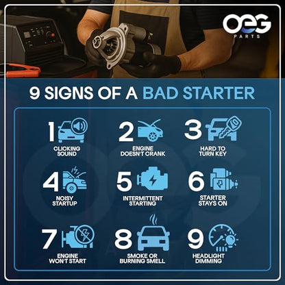 OEG Parts New Starter Compatible with Dodge Trucks Ram 2500 3500 4000 4500 5500 Diesel 5.9L 6.7L 2007-2018 4934925, 68002981AA, 68049020AA, 4934925, 4280003330, 428000-3331, 4280006110, SND0622