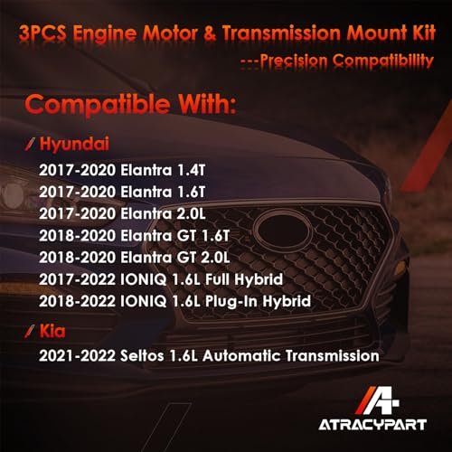 Engine Motor & Transmission Mount Kit 3PCS, Fit for Hyundai 17-20 Elantra - size: Motor & Transmission Mount Kit