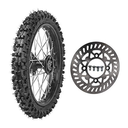60/100-14 Front Tire Rim Wheel With 12mm Bearing & 210mm Front Brake Disc Rotor for Dirt Pit Trail Bike