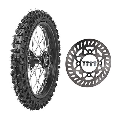 60/100-14 Front Tire Rim Wheel With 12mm Bearing & 210mm Front Brake Disc Rotor for Dirt Pit Trail Bike