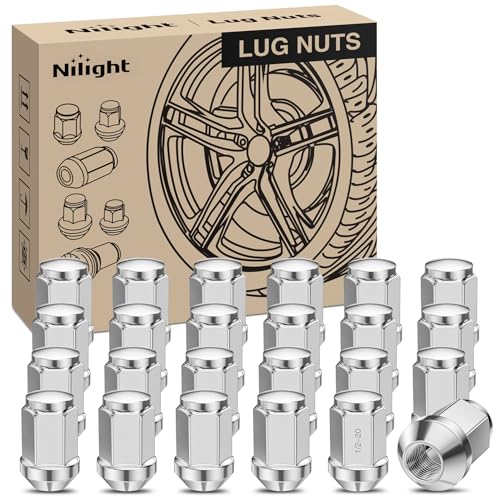Nilight 24PCS 1/2-20 Lug Nuts Compatible with 1987-2017 Wrangler YJ TJ JK - color: Silver, size: 24PCS Jeep Wrangler 1987-2017 Ranger 1983-2011