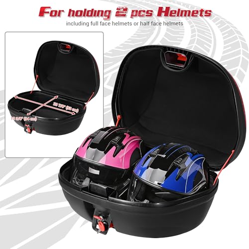 AHR 48L Motorcycle Top Case with Light Universal Tour Tail Box Scooter - size: 48L w/ LED