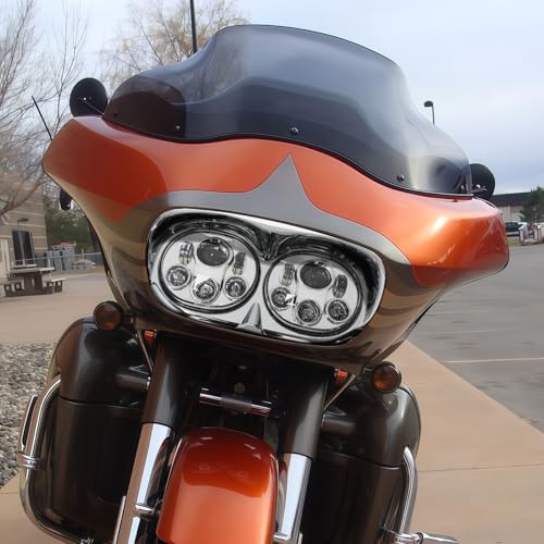 SLMOTO 5 3/4" LED Headlight Projector Lamp Fit for Harley Road Glide FLTR 1998-2013 2012 - color: Chrome Light