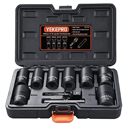 10PCS Lug Nut Removal Tool, 1/2" Drive Bolt Extractor Kit - size: 10-Piece Twist Socket Set