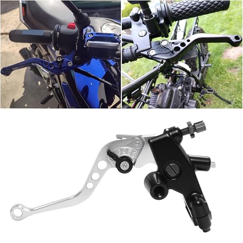 7/8" 22mm Motorcycle Brake Lever Handlebar Master Cylinder Clutch Levers Left & Right Set + Hand Grips + Handlebar Ends Set for Honda Kawasaki Suzuki Yamaha (Silver) - color: Silver