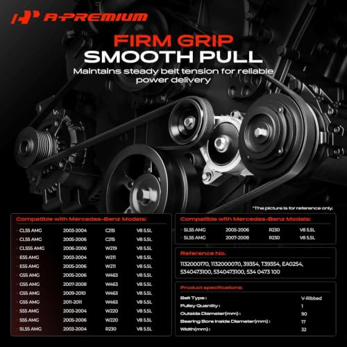 A-Premium Belt Tensioner Assembly with Pulley Compatible with Mercedes-Benz - style: 39354