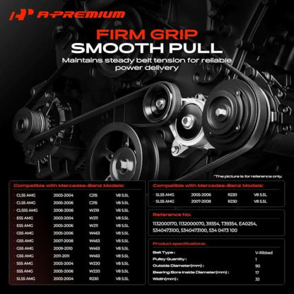 A-Premium Belt Tensioner Assembly with Pulley Compatible with Mercedes-Benz - style: 39354