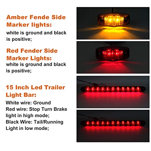 Partswcgg 12V Trailer Led Lights Tail Kit Submersible w/25FT Wiring Harness