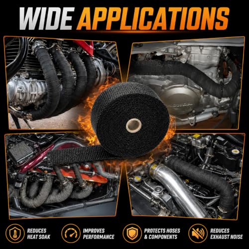 Automotive Exhaust Header Wrap Kit, 2 in x 50 ft, Black - color: Black, size: 2 in x 50 ft