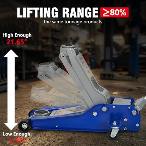 11000lbs/5Ton Low Profile Floor Jack Dual Piston Hydraulic Car Jack - size: 5ton(3.54"-21.65")