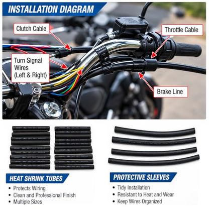 16 Inches Ape Hanger Black Stainless Handlebar Cable Kit Brake Line Clutch Cable Electronic Throttle CAN-Bus Wiring Harness Compatible with 2000-2006 H-D Touring No Cruise - size: 16 Inches