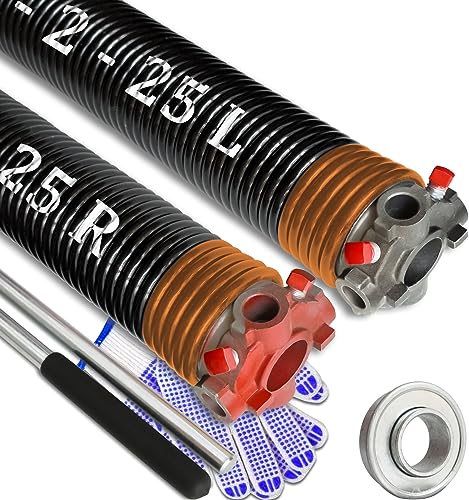.234x2x25 Garage Door Torsion Spring Set with Non-Slip Winding Bars - size: .234x2x25"