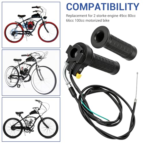 YOXUFA 2 Stroke Twist Throttle Handle Grip Throttle Cable 50" Replacement for Motorized Bike 80cc 49cc 100cc 50cc Engine Bicycle Parts with 7/8" 22mm Handlebar Kit - size: 50" Cable