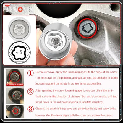 045 Wheel Locking Nut Key Socket for BMW, Socket OD 29mm - ID 25mm - color: Socket 045