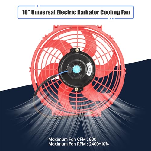 10" Electric Radiator Cooling Fan Assembly Kit 12V 80W，Red, 2 PCS - size: 10” -2PCS, style: Red