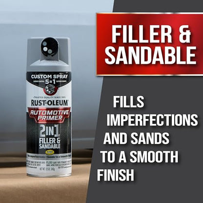 Rust-Oleum Automotive 2-in-1 Filler & Sandable Primer, Gray - size: 12 Ounce (Pack of 1)