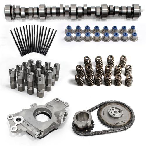 Stage 2 LS Camshaft Kit Fit for Chevy GMC 1997-2007 4.8L 5.3L 6.0L LS Cam Kit Gen Ⅲ Engine, with 212/218 Duration @ .050 Cam, Lifters, Springs, Oil Pump, Timing Chain - color: With Timing Chain & M295 Oil Pump