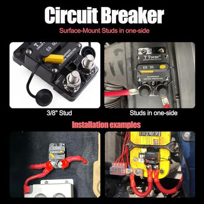 E9 30 Amp Circuit Breaker w/Manual Reset 3/8" Studs Waterproof UL - color: 3/8" Studs Mount, size: 30A